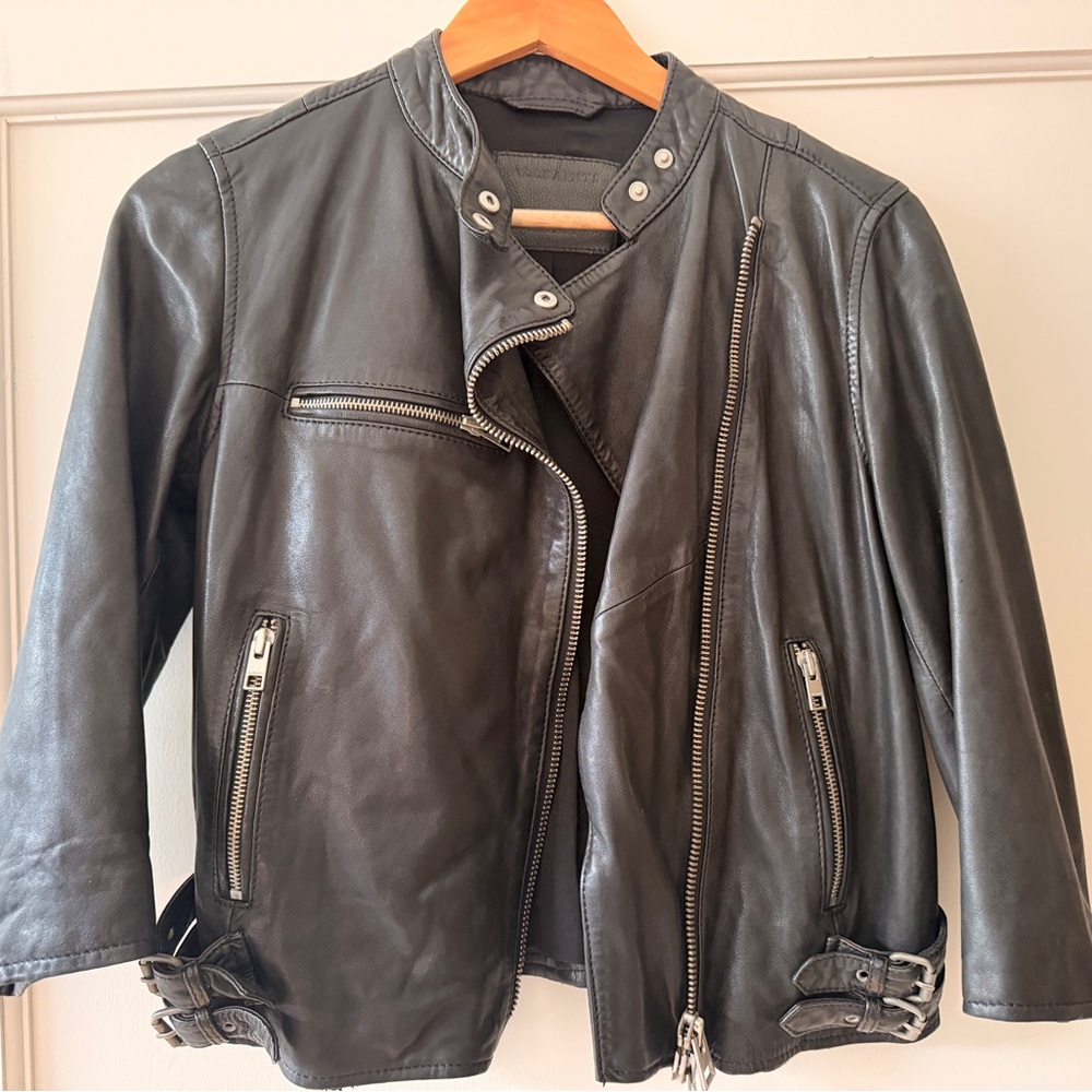 All Saints Black Leather Biker Jacket - Classic Women’s Moto Coat